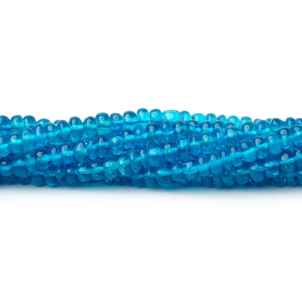 2.5-4mm Neon Blue Apatite Plain Rondelle Beads 15.5 inch 182 pieces - Beadsofcambay.com