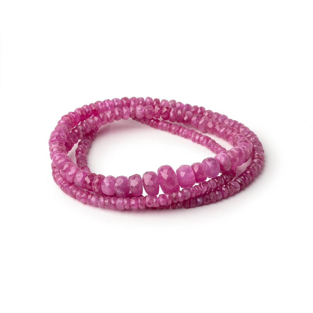 2.5 - 7.5mm Burmese Ruby Faceted Rondelle Beads 16 inch 222 pieces - Beadsofcambay.com