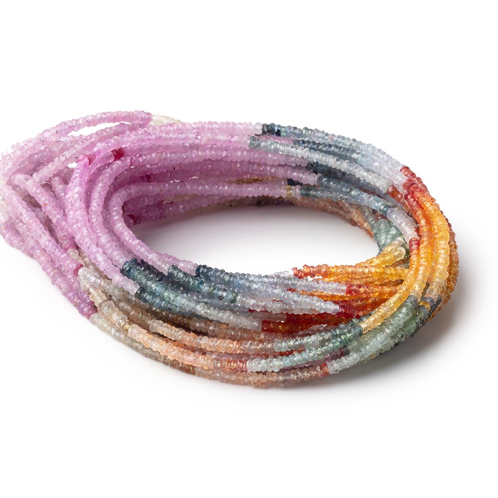 2.5mm Multi Color Sapphire Faceted Rondelle Beads 17 inch 350 pieces - Beadsofcambay.com