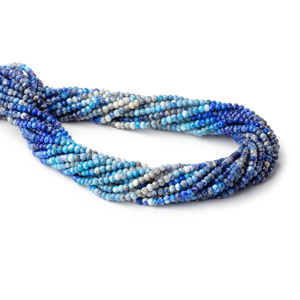 2.5mm Shaded Lapis Lazuli Micro Faceted Rondelle 15.5 inch 180 Beads - Beadsofcambay.com