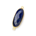 25x12mm Vermeil Bezel Lapis Lazuli Faceted Oval Connector 1 piece - Beadsofcambay.com