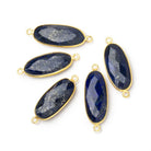 25x12mm Vermeil Bezel Lapis Lazuli Faceted Oval Connector 1 piece - Beadsofcambay.com