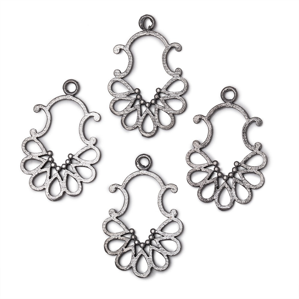 25x19mm Brushed Filigree Charm Set of 4 pieces - Beadsofcambay.com