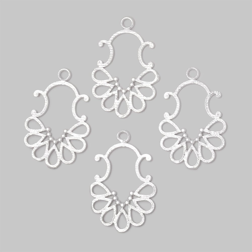 25x19mm Brushed Filigree Charm Set of 4 pieces - Beadsofcambay.com