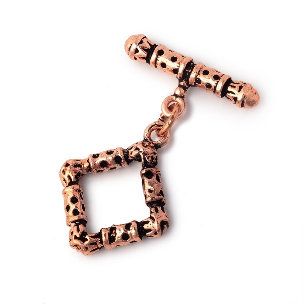 26mm Antiqued Copper Square Toggle 1 Clasp - Beadsofcambay.com