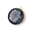 26mm Vermeil Bezel Lapis Lazuli Faceted Coin Pendant 1 piece - Beadsofcambay.com