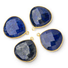 26mm Vermeil Bezel Lapis Lazuli Faceted Heart Pendant 1 piece - Beadsofcambay.com