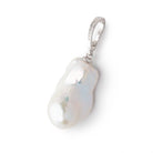 26x15mm White Ultra Baroque Pearl with Sterling Silver CZ Bail 1 Pendant AAA - Beadsofcambay.com