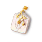 26x22mm Vermeil Capped Peach Square Pearl Pendant 1 focal piece - Beadsofcambay.com