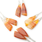 27x10mm Orange Banded Agate Fancy Shape Briolette Set of 2 Focals - Beadsofcambay.com