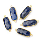 27x12mm Vermeil Bezel Lapis Lazuli Faceted Rectangle Connector 1 piece - Beadsofcambay.com