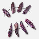 28 - 34mm Eggplant Purple Side Drilled Biwa Focals Set of 4 pieces - Beadsofcambay.com