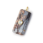 28x14mm Jasper Column with Bezeled Topaz Inlay Pendant 1 piece - Beadsofcambay.com