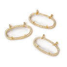28x14mm Vermeil CZ Bezel Crystal Quartz Faceted Oval Connector 1 Focal - Beadsofcambay.com