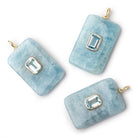 28x18mm Milky Aquamarine Rectangle with Bezeled Aqua Inlay 1 Pendant - Beadsofcambay.com