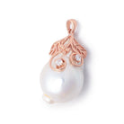 28x18mm Rose Gold Capped White Ultra Baroque Pearl Pendant 1 focal - Beadsofcambay.com
