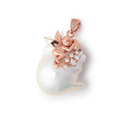 28x21mm White Ultra Baroque Rose Gold over .925 Silver Pendant 1 Focal - Beadsofcambay.com