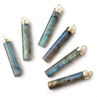 28x5mm Gold Leafed Labradorite Plain Barrel Tube Pendant 1 piece - Beadsofcambay.com