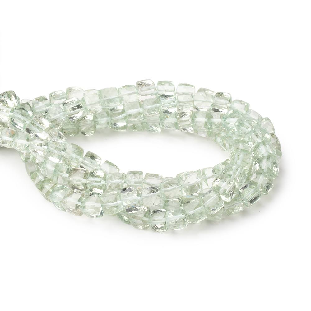 5-6.5mm Prasiolite Green Amethyst faceted cubes 8 inches 33 beads AA - BeadsofCambay.com