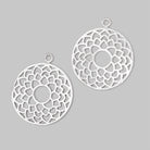 29.5mm Brushed Filigree Coin Charm Set of 2 pieces - Beadsofcambay.com