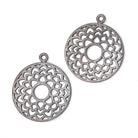 29.5mm Brushed Filigree Coin Charm Set of 2 pieces - Beadsofcambay.com