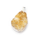 29mm Silver Leaf Citrine Drusy Pendant & Bail 1 piece - Beadsofcambay.com