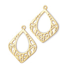 29x25mm Brushed Filigree Diamond Charm Set of 2 pieces - Beadsofcambay.com