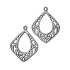 29x25mm Brushed Filigree Diamond Charm Set of 2 pieces - Beadsofcambay.com