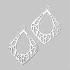 29x25mm Brushed Filigree Diamond Charm Set of 2 pieces - Beadsofcambay.com