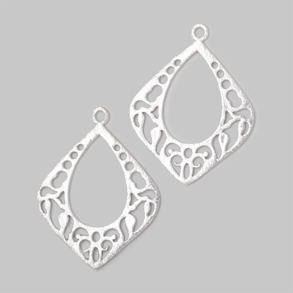 29x25mm Brushed Filigree Diamond Charm Set of 2 pieces - Beadsofcambay.com