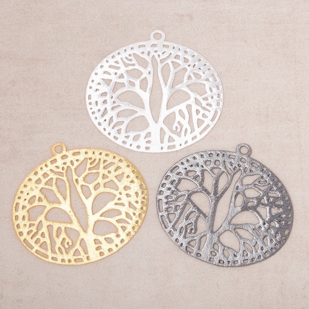 29x35mm Brushed Filigree Oval Charm Set of 2 pieces - Beadsofcambay.com