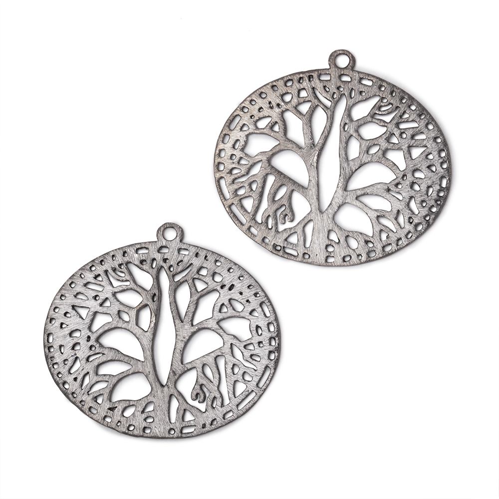 29x35mm Brushed Filigree Oval Charm Set of 2 pieces - Beadsofcambay.com