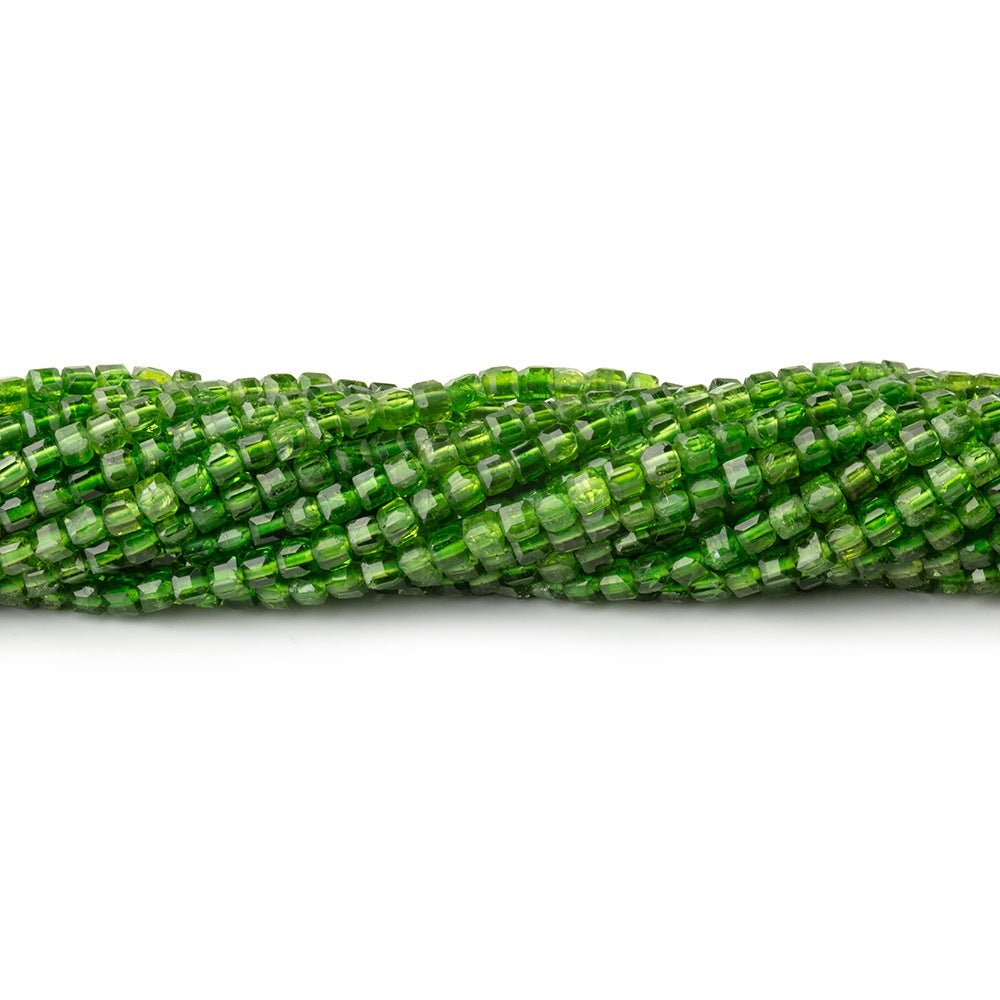 2mm Chrome Diopside Micro Faceted Cube 12.5 inch 150 Beads - Beadsofcambay.com