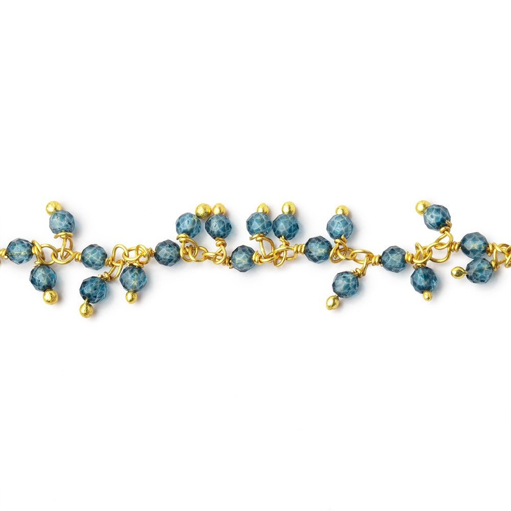 2mm London Blue Quartz Gold plated Dangling Chain - Beadsofcambay.com