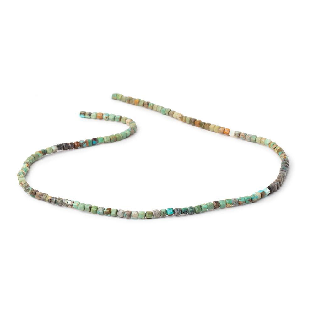 2mm Shaded African Turquoise Micro Faceted Cube 12.5 inch 140 Beads - Beadsofcambay.com