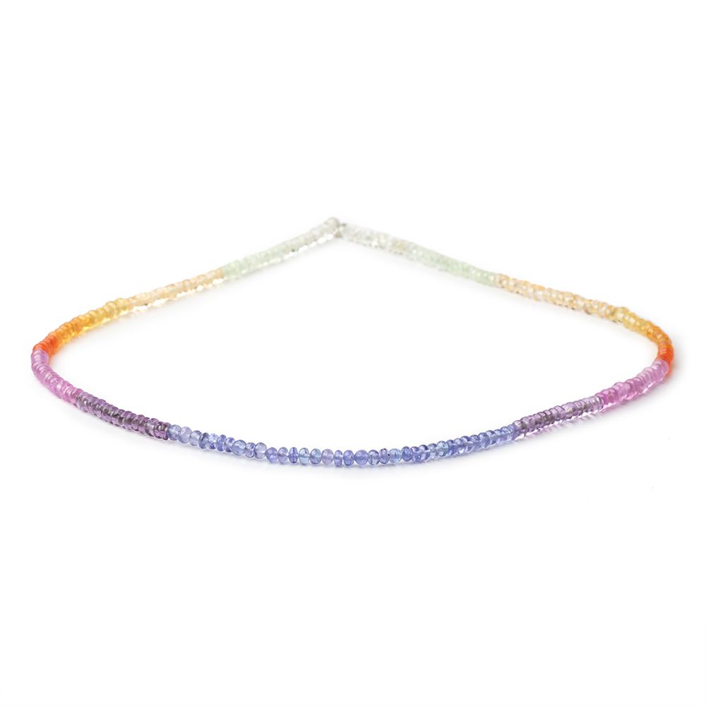 3 - 3.5mm Multi Gemstone Plain Rondelle 18 inch 221 Beads AAA - Beadsofcambay.com