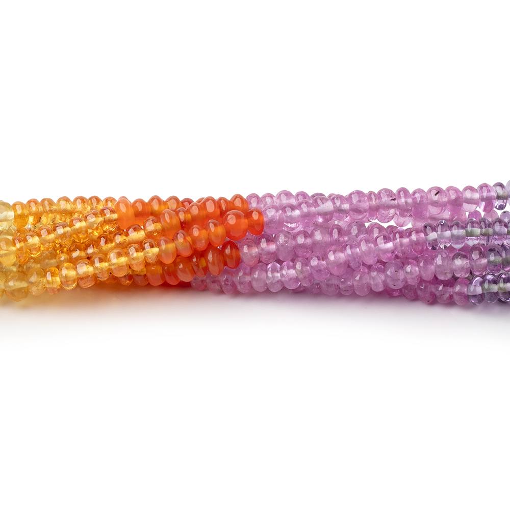 3 - 3.5mm Multi Gemstone Plain Rondelle 18 inch 221 Beads AAA - Beadsofcambay.com
