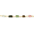 3 - 5mm Multi Color Tourmaline Plain Rectangles on Vermeil Chain - Beadsofcambay.com