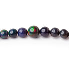 3 - 7mm Black Ethiopian Opal Plain Round Beads 16 inch 87 pieces - Beadsofcambay.com