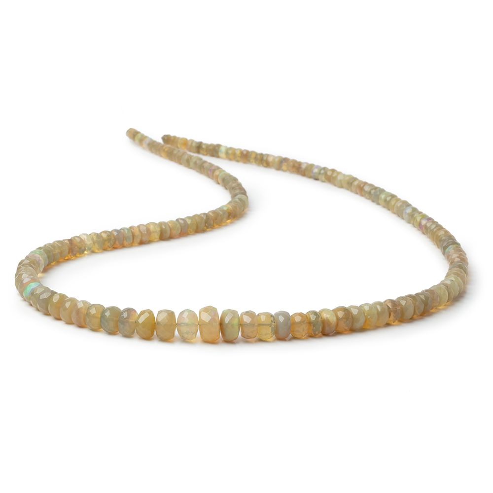 3-8.5mm Ecru Ethiopian Opal Faceted Rondelles 18 inch 157 Beads - Beadsofcambay.com