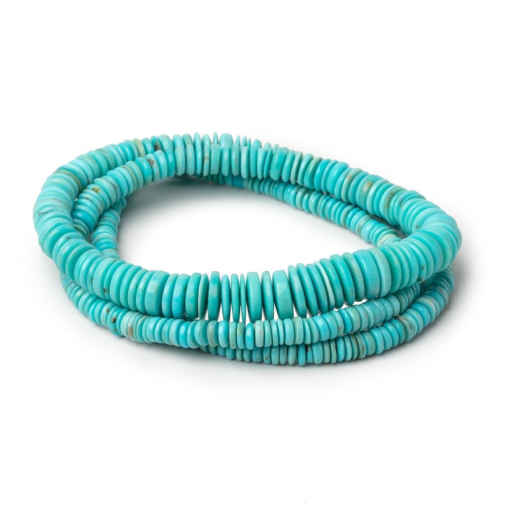3-8mm Sleeping Beauty Turquoise Plain Heishi Beads 18 inch 384 pieces - Beadsofcambay.com