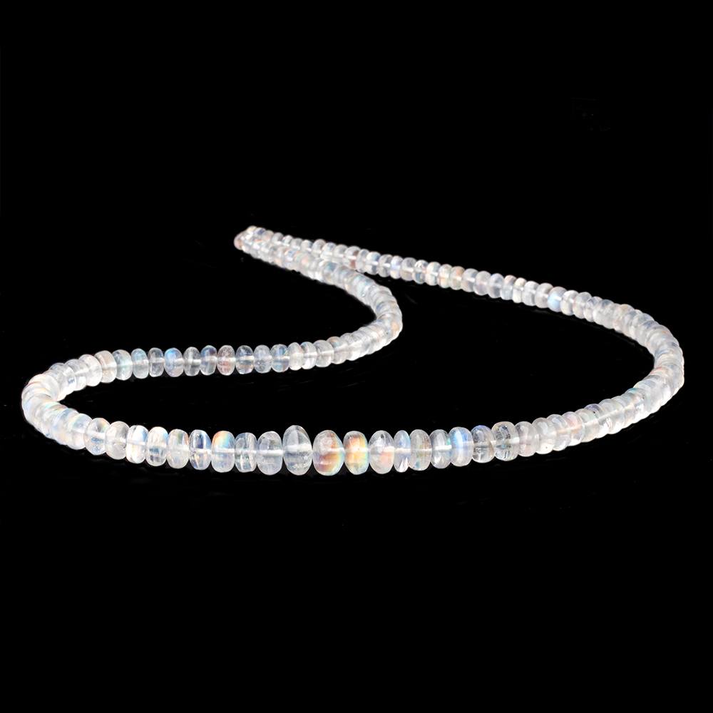 3 - 9.5mm Red Fire Rainbow Moonstone Plain Rondelle 18 inch 125 Beads AAA - Beadsofcambay.com