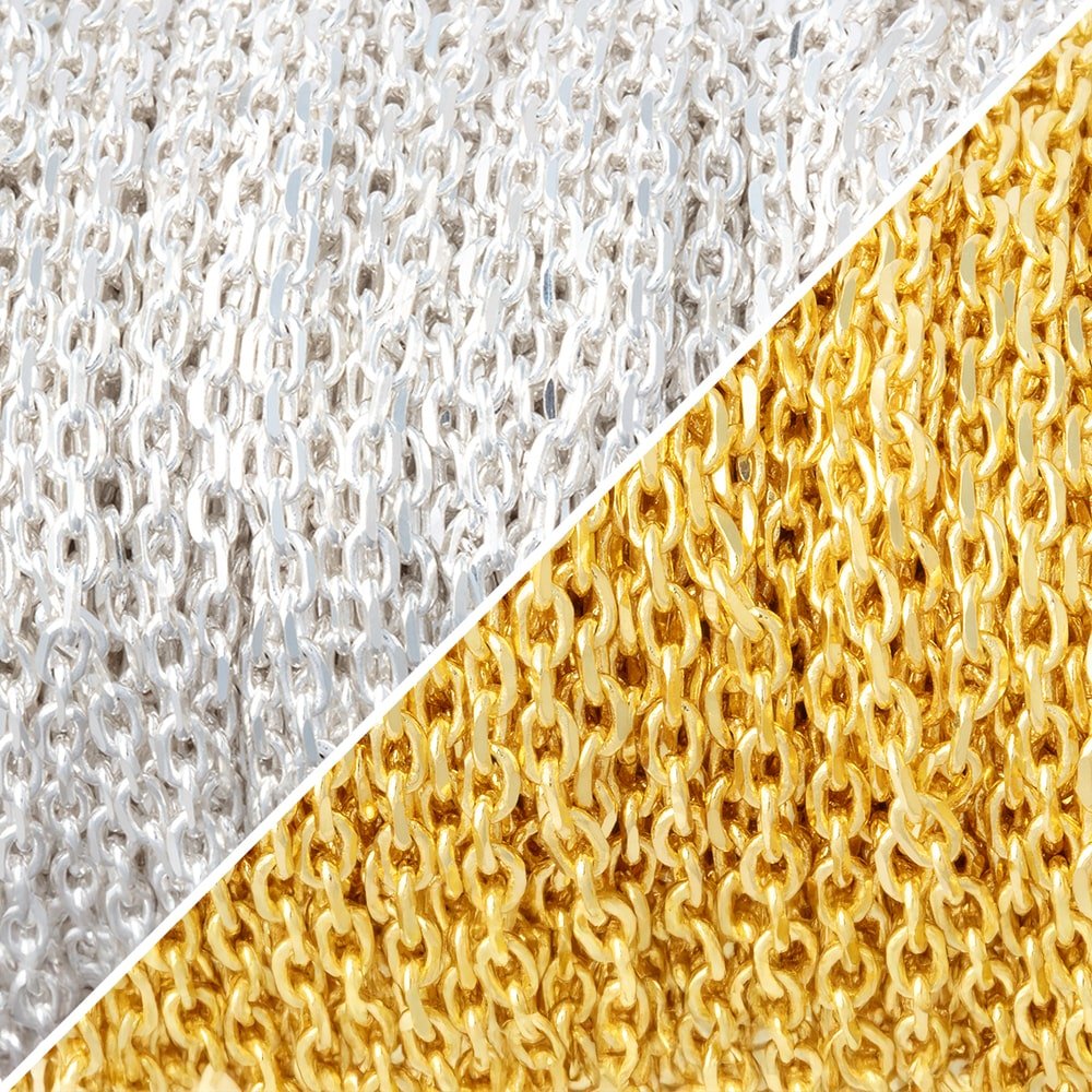 3 Feet - 2mm Divot Oval Link Chain - Beadsofcambay.com