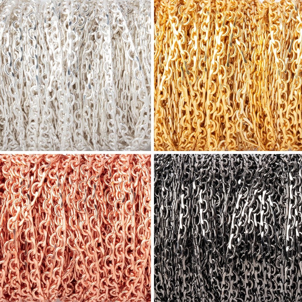 3 Feet - 2mm Open & Closed Oval Link Chain - Beadsofcambay.com