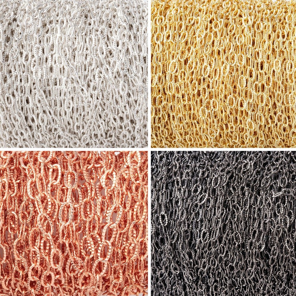 3 Feet - 2x4mm Elongated Corrugated Oval Link Chain - Beadsofcambay.com