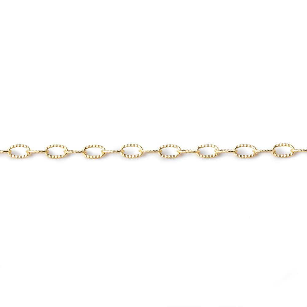 3 Feet - 2x4mm Elongated Corrugated Oval Link Chain - Beadsofcambay.com