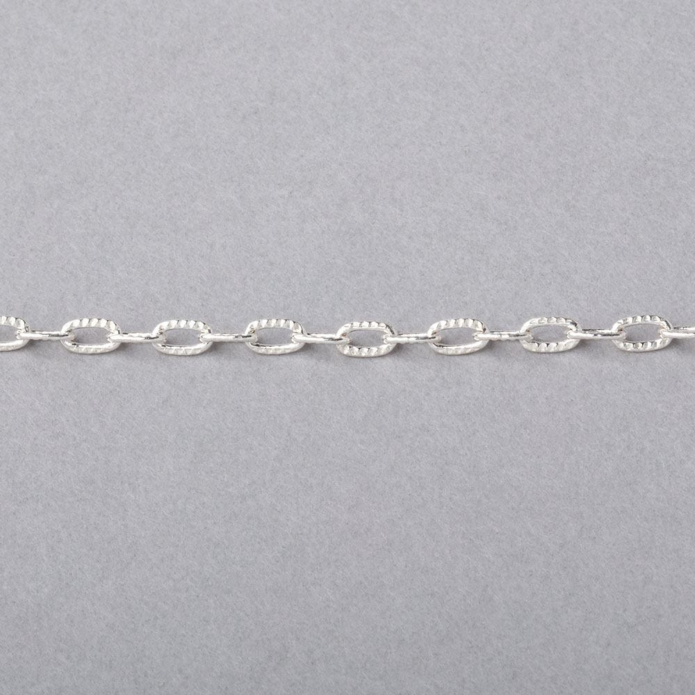 3 Feet - 2x4mm Elongated Corrugated Oval Link Chain - Beadsofcambay.com