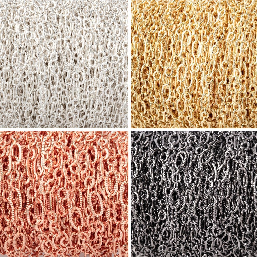 3 Feet - 3.5mm Multiple Corrugated Oval Link Chain - Beadsofcambay.com