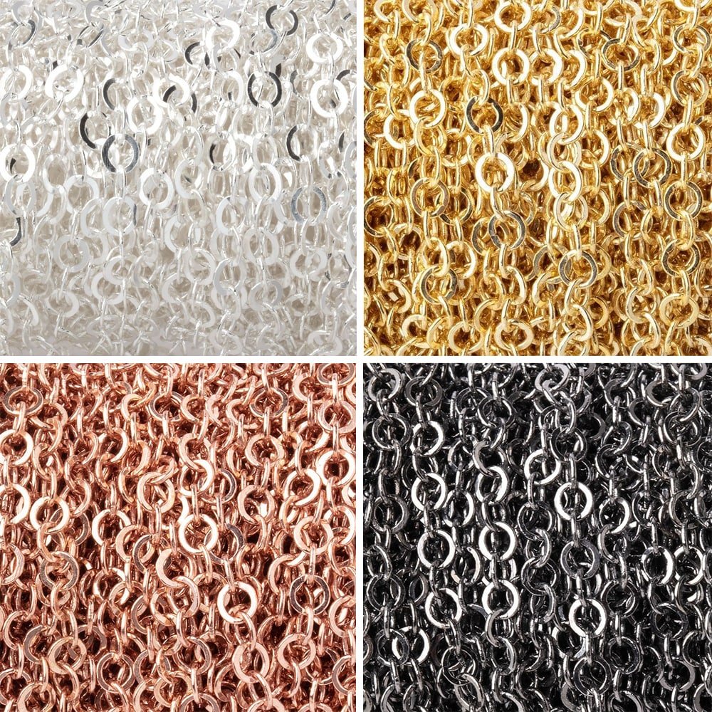 3 Feet - 3mm Flat Round Link Chain - Beadsofcambay.com