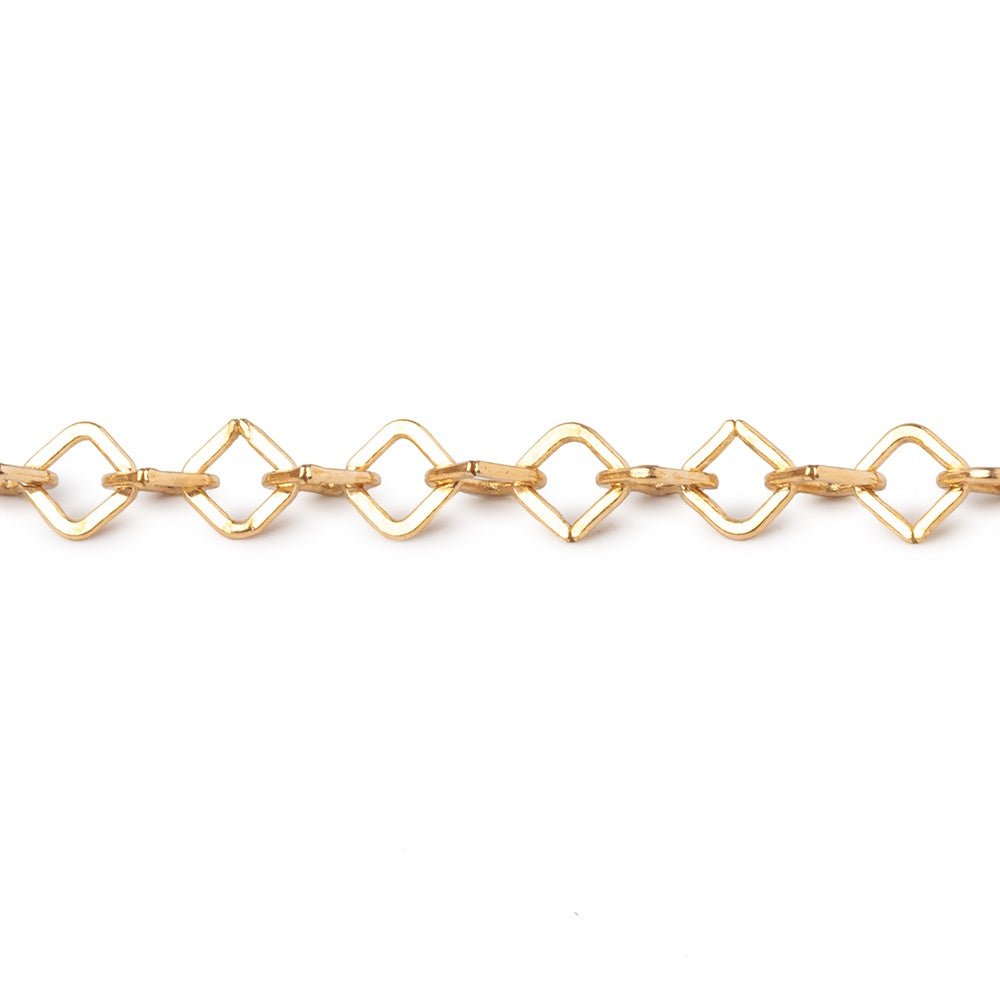 3 Feet - 4mm Gold plated Flat Square Link Chain - Beadsofcambay.com